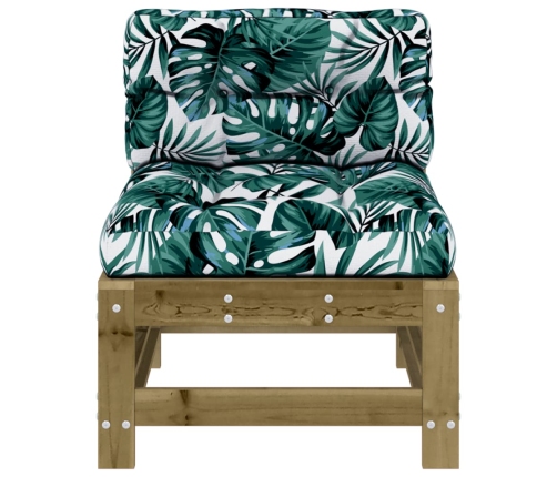 vidaXL vidējais dīvāns ar matračiem, impregnēts priedes koks