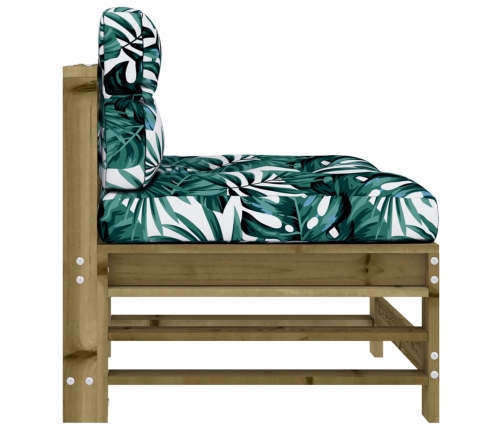 vidaXL vidējais dīvāns ar matračiem, impregnēts priedes koks