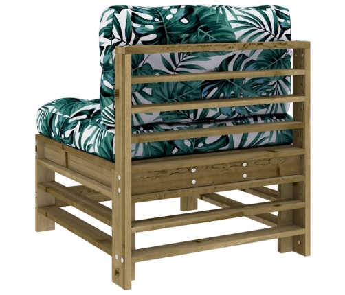 vidaXL vidējais dīvāns ar matračiem, impregnēts priedes koks