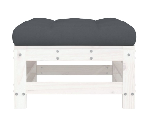 vidaXL dārza soliņš ar matraci, balts priedes masīvkoks