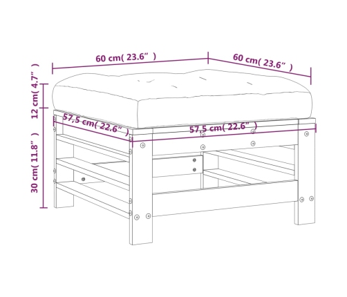 vidaXL dārza soliņš ar matraci, balts priedes masīvkoks