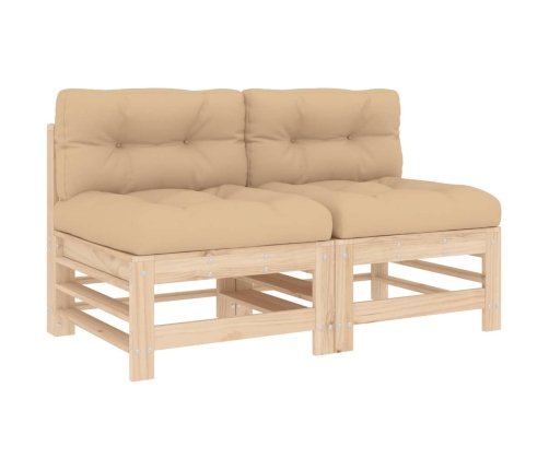 vidaXL vidējie dīvāni ar matračiem, 2 gab., priedes masīvkoks