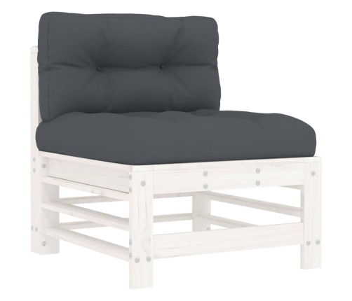 vidaXL vidējie dīvāni ar matračiem, 2 gab., balts priedes masīvkoks