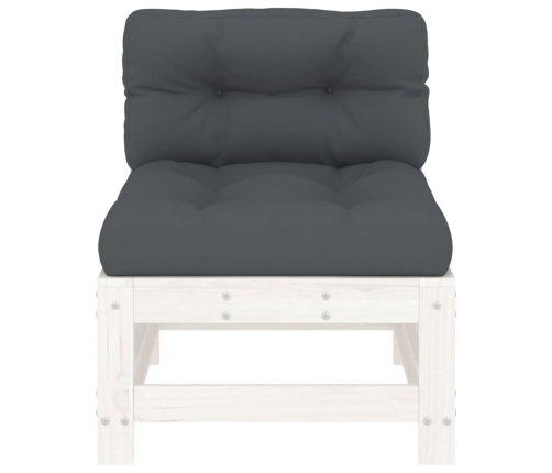 vidaXL vidējie dīvāni ar matračiem, 2 gab., balts priedes masīvkoks