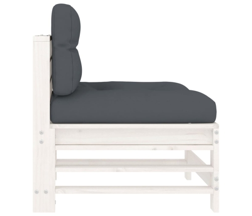 vidaXL vidējie dīvāni ar matračiem, 2 gab., balts priedes masīvkoks