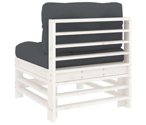 vidaXL vidējie dīvāni ar matračiem, 2 gab., balts priedes masīvkoks