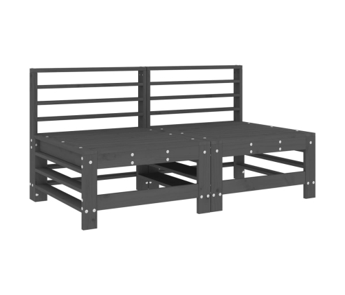 vidaXL vidējie dīvāni ar matračiem, 2 gab., pelēks priedes masīvkoks