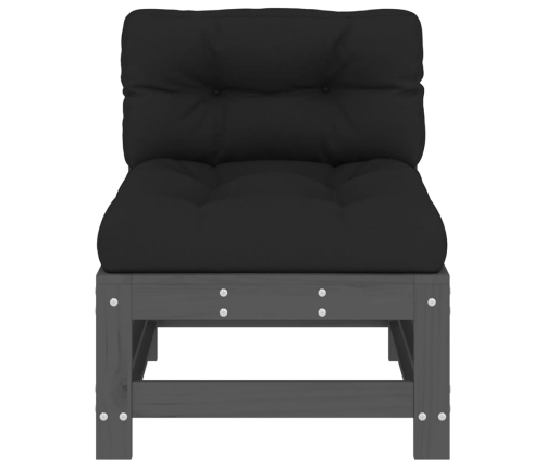 vidaXL vidējie dīvāni ar matračiem, 2 gab., pelēks priedes masīvkoks