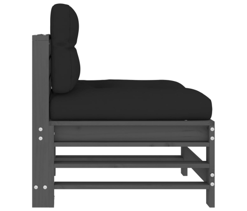 vidaXL vidējie dīvāni ar matračiem, 2 gab., pelēks priedes masīvkoks