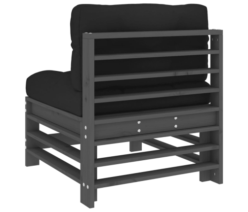 vidaXL vidējie dīvāni ar matračiem, 2 gab., pelēks priedes masīvkoks