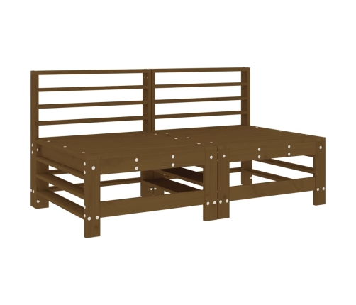 vidaXL vidējie dīvāni ar matračiem, 2 gab., medus brūns priedes koks