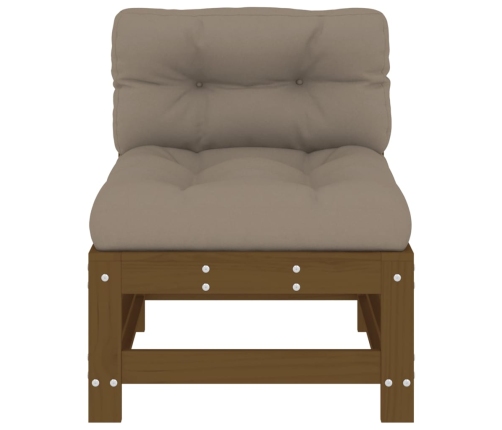 vidaXL vidējie dīvāni ar matračiem, 2 gab., medus brūns priedes koks