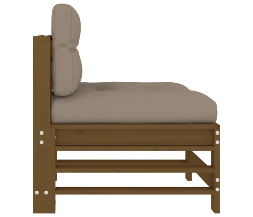 vidaXL vidējie dīvāni ar matračiem, 2 gab., medus brūns priedes koks