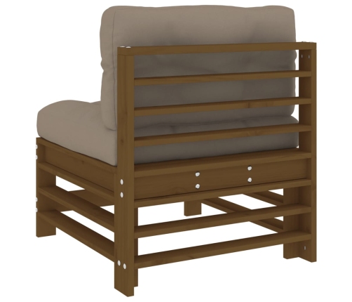 vidaXL vidējie dīvāni ar matračiem, 2 gab., medus brūns priedes koks