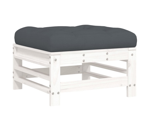 vidaXL dārza soliņi ar matračiem, 2 gab., balts priedes masīvkoks