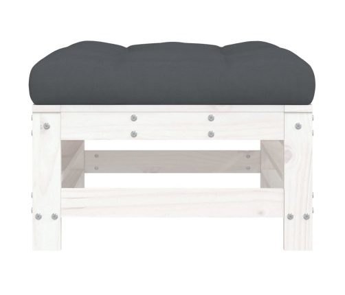 vidaXL dārza soliņi ar matračiem, 2 gab., balts priedes masīvkoks