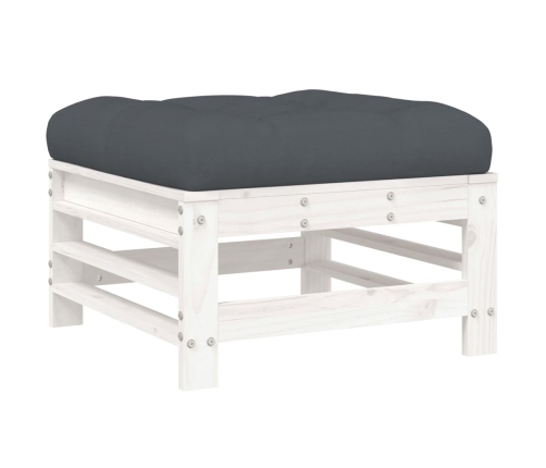 vidaXL dārza soliņi ar matračiem, 2 gab., balts priedes masīvkoks