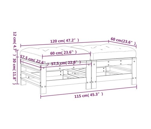vidaXL dārza soliņi ar matračiem, 2 gab., Duglasa egles masīvkoks
