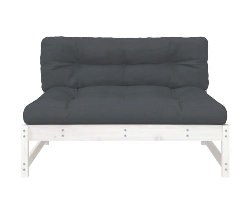 vidaXL vidējais dīvāns, 120x80 cm, priedes masīvkoks, balts