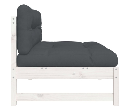 vidaXL vidējais dīvāns, 120x80 cm, priedes masīvkoks, balts