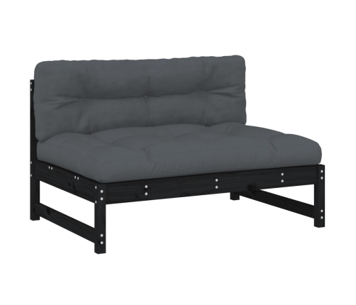 vidaXL vidējais dīvāns, 120x80 cm, priedes masīvkoks, melns