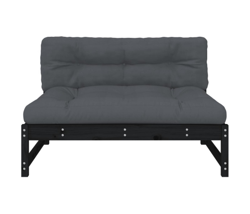 vidaXL vidējais dīvāns, 120x80 cm, priedes masīvkoks, melns