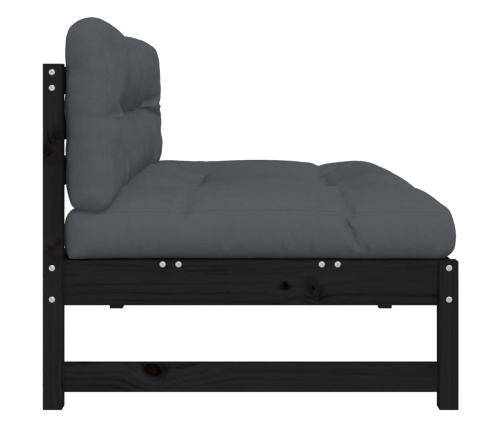 vidaXL vidējais dīvāns, 120x80 cm, priedes masīvkoks, melns