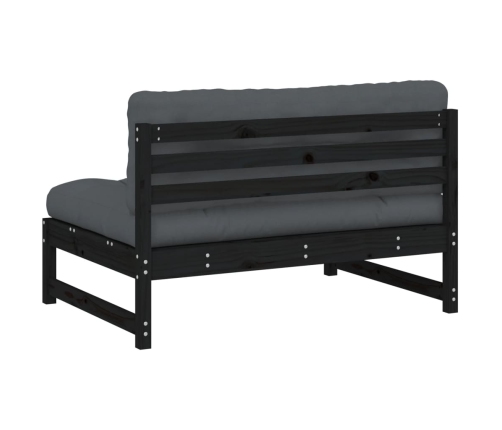 vidaXL vidējais dīvāns, 120x80 cm, priedes masīvkoks, melns