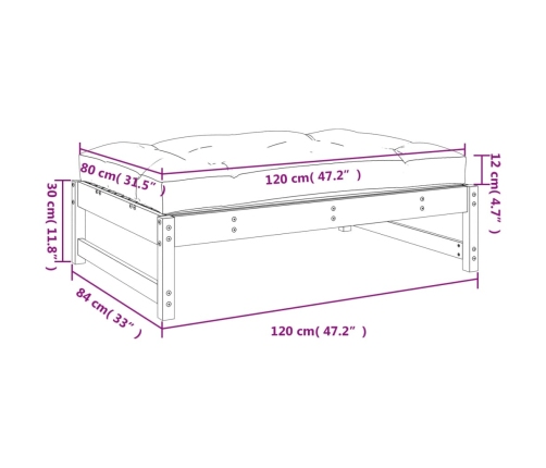 vidaXL dārza kājsoliņš, pelēks, 120x80 cm, priedes masīvkoks