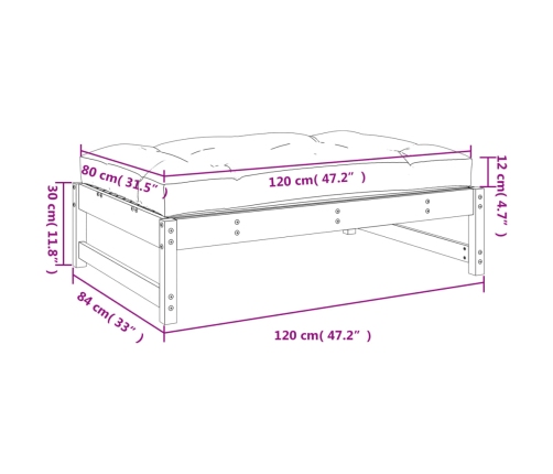 vidaXL dārza kājsoliņš, 120x80 cm, Duglasa egles masīvkoks