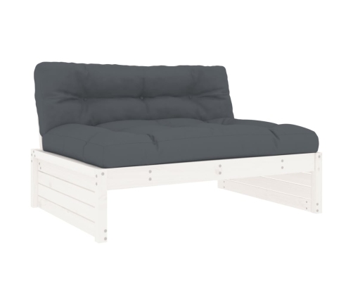 vidaXL vidējais dīvāns, 120x80 cm, priedes masīvkoks, balts