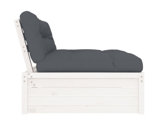 vidaXL vidējais dīvāns, 120x80 cm, priedes masīvkoks, balts