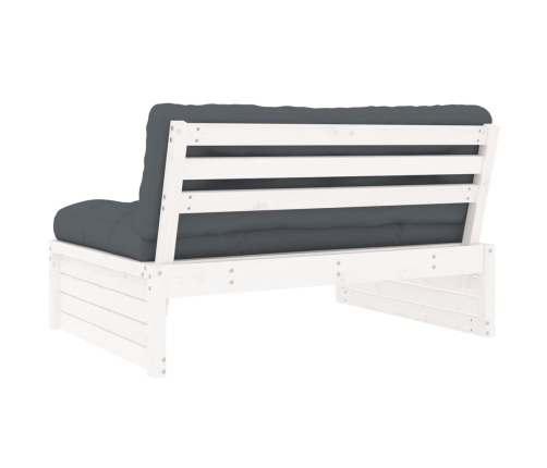 vidaXL vidējais dīvāns, 120x80 cm, priedes masīvkoks, balts