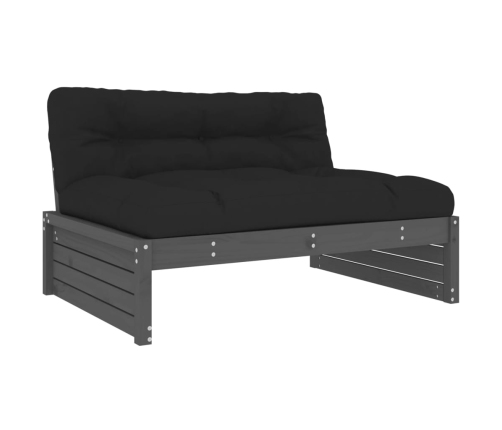 vidaXL vidējais dīvāns, 120x80 cm, priedes masīvkoks, pelēks