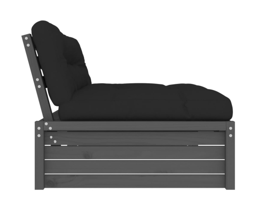 vidaXL vidējais dīvāns, 120x80 cm, priedes masīvkoks, pelēks