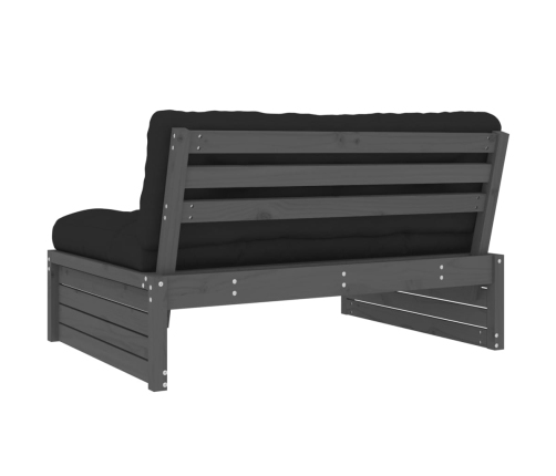 vidaXL vidējais dīvāns, 120x80 cm, priedes masīvkoks, pelēks