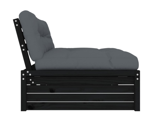 Vidējais Dīvāns, 120X80 Cm, Priedes Masīvkoks, Melns Vidaxl