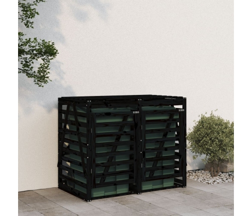 vidaXL 2 atkritumu tvertņu nojume, melna, priedes masīvkoks