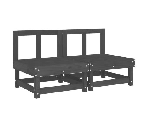 vidaXL vidējie dārza dīvāni, 2 gab., pelēki, priedes masīvkoks