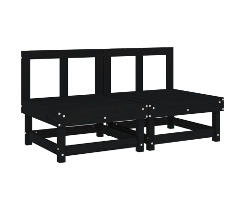 vidaXL vidējie dārza dīvāni, 2 gab., melni, priedes masīvkoks