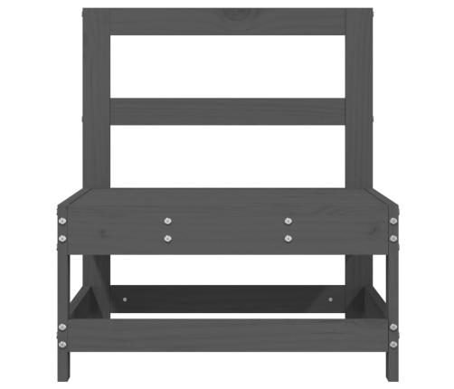 vidaXL vidējais dārza dīvāns, pelēks, priedes masīvkoks