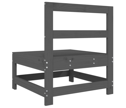 vidaXL vidējais dārza dīvāns, pelēks, priedes masīvkoks