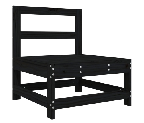 vidaXL vidējais dārza dīvāns, melns, priedes masīvkoks