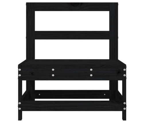 vidaXL vidējais dārza dīvāns, melns, priedes masīvkoks