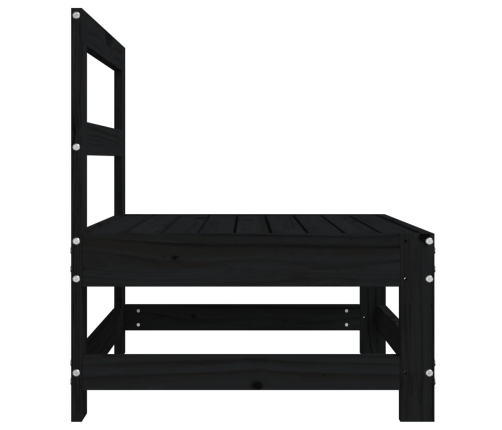 vidaXL vidējais dārza dīvāns, melns, priedes masīvkoks