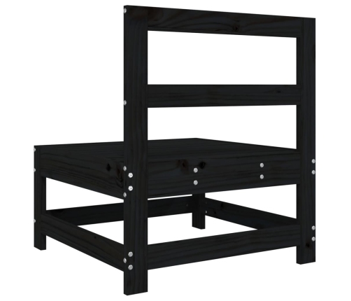 vidaXL vidējais dārza dīvāns, melns, priedes masīvkoks