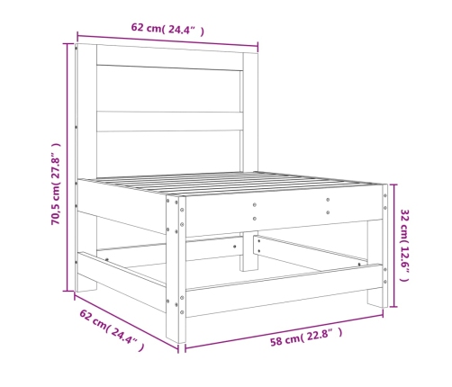 vidaXL vidējais dārza dīvāns, melns, priedes masīvkoks