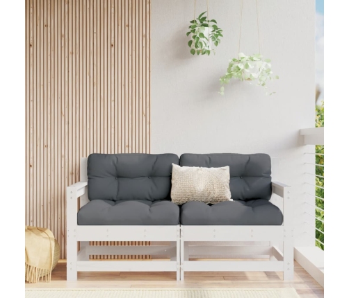 vidaXL dārza stūra dīvāni, 2 gab., balti, priedes masīvkoks