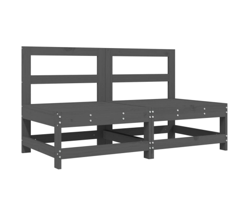 vidaXL vidējie dārza dīvāni, 2 gab., pelēki, priedes masīvkoks