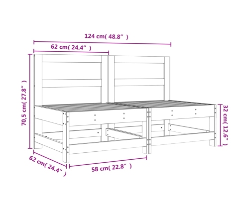 vidaXL vidējie dārza dīvāni, 2 gab., Duglasa egles masīvkoks